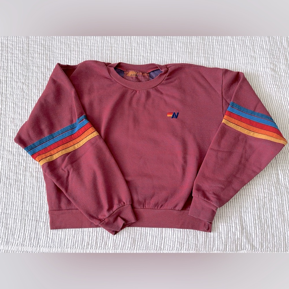 Aviator Nation Rainbow Stitch Crewneck Sweatshirt